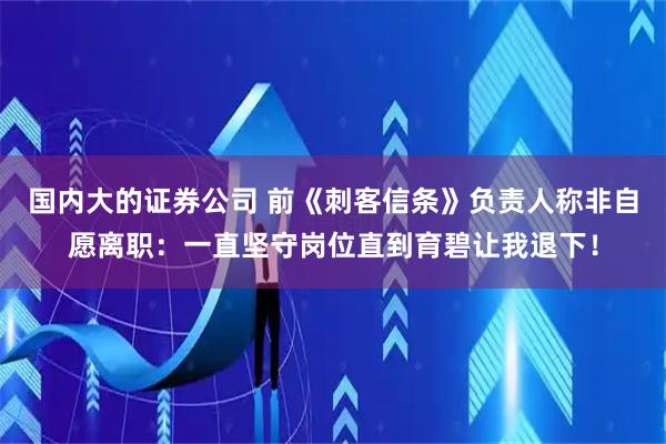 国内大的证券公司 前《刺客信条》负责人称非自愿离职：一直坚守岗位直到育碧让我退下！